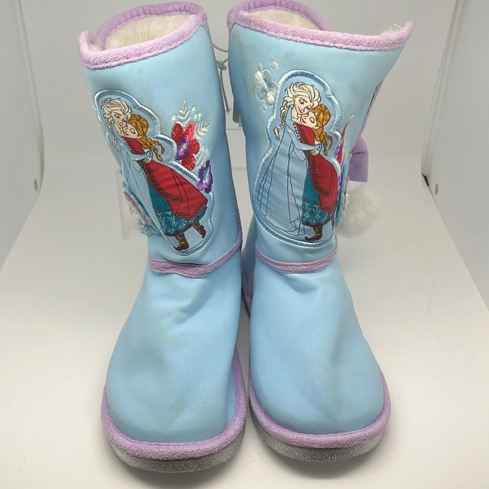 Disney Store Frozen‎ Anna & Elsa Winter Boots Faux Leather & Fur Lining Size 13
